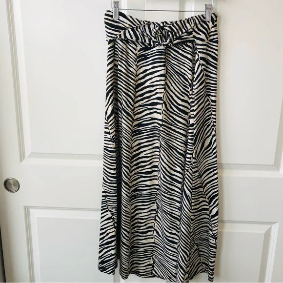 Robert Luis maxi skirt animal print tan, white and black, plastic ring belt sz.S - Picture 1 of 7